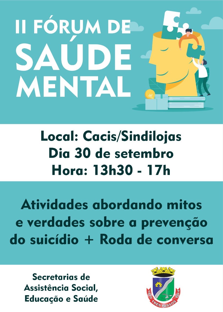 2º Fórum de Saúde Mental acontece na sexta-feira em Três Passos